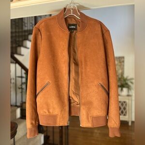 Express Men's Brown Faux suede Bomber Jacket